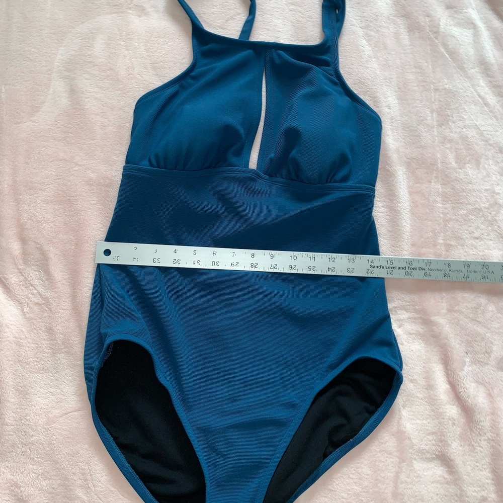 Kona Sol Teal Blue One-Piece Swimsuit with Front Keyhole